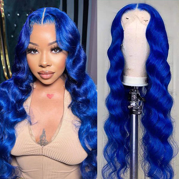 Pre Plucked Messy Bob Midnight Blue Lace Front Wigs - thehairicon016