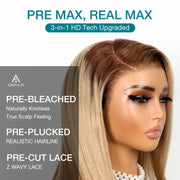 Ash Blonde Dark Root Straight 13x4 Transparent Lace Frontal Every Day Wear Pre Plucked Human Hair Wig