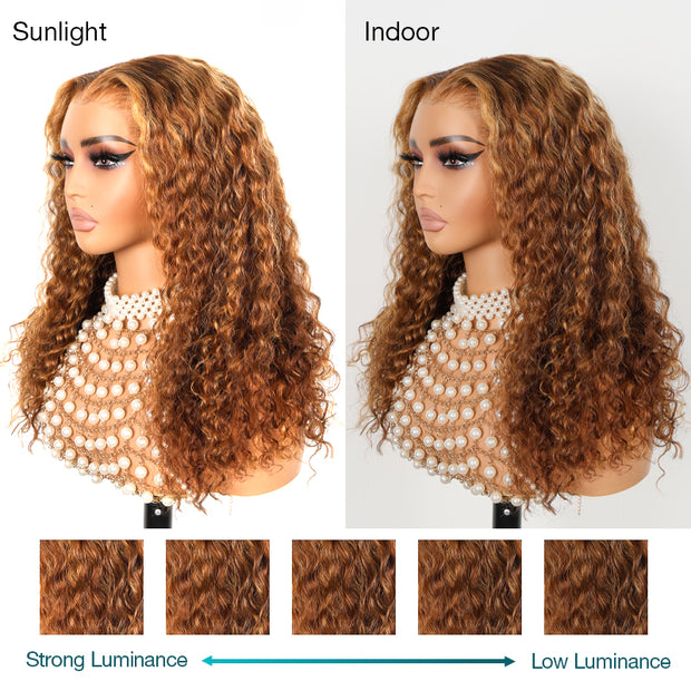 Flash Sale Invisi-Strap™ Snug Fit 360 HD Transparent Lace Water Wave Wig P4/27 Highlight Ombre Color Pre Plucked Hair