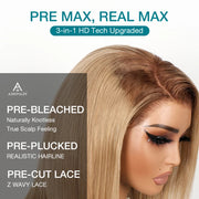 Straight Bob Ash Blonde with Dark Root 13x4 Transparent Lace Frontal Ready to Go Glueless Wig