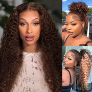 Flash Sale Chocolate Brown Upgrade Invisi-Strap Snug Fit 360 Skin Lace Wig Pre-Cut Lace  & Pre-Bleached Knots Cozy Glueless Wig