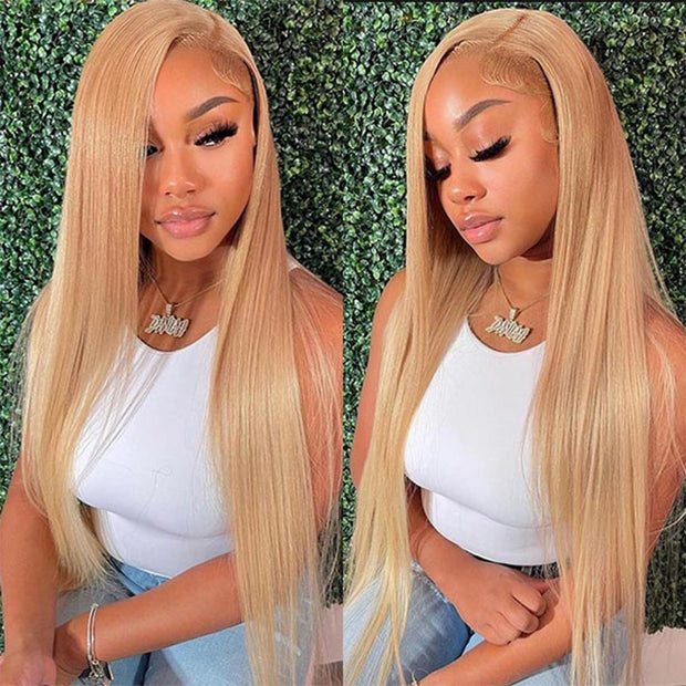 Flash Sale Customized Peachy Champagne with Blonde Highlight Wig Transparent Lace Front Wigs Ashimary Human Hair