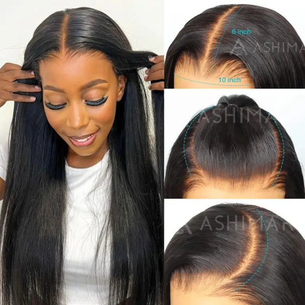 Ashimary 10x6 Parting Max HD Lace Glueless Single Grid Single Strand Wig Straight Wear & Go Wigs