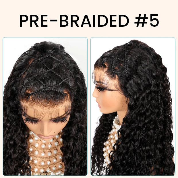 Pre-Braided Styles 10x6 Parting Max Pre Cut Transparent Lace Frontal Glueless Wig Put On & Go Human Hair