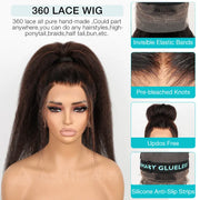 Highlight Kinky Straight Invisi Strap 360 Skin Lace Frontal Glueless Wig Pre Everything Human Hair Wig