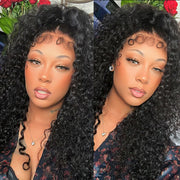 20" Water Wave / Deep Wave 4x4 Transparent Lace Closure Wig 100% Human Hair