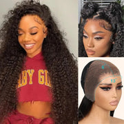 Ashimary 13x6 Full Transparent Lace Front Wig Natural Black Color Jerry Curly Hair