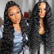 Pull Go 13x6 Full Wig Transparent Glueless Lace Loose Deep Wave Wig Natural Black Color