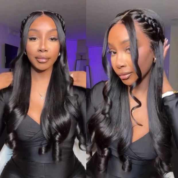 Pull Go 13x6 Full Wig Transparent Lace Parting Max Yaki Straight Wig Natural Black Color Ashimary Hair