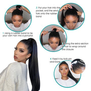 Wrapped Ponytail Extension Yaki Straight for Black Women Natural Texture Everyday Hair