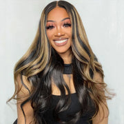 Brown Highlight on Black 4x4 5x5 6x6 Glueless Lace Closure Wigs Ashimary Body Wave Virgin Hair