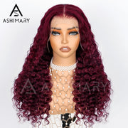 Ashimary lace frontal 99J burgundy deep wave wig