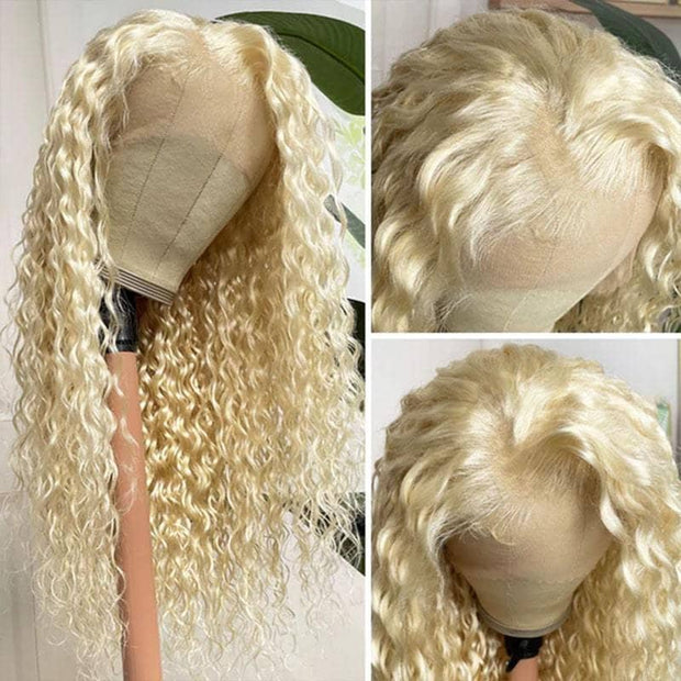 613 Blonde Water Wave 13x4 Lace Front WigTransparent HD Lace Human Hair