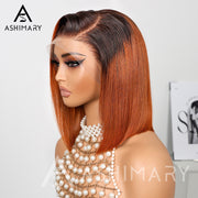 Ginger Ombre Silky Blunt Cut Glueless 13x4 Frontal Lace Bob Wig