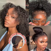 14-inch Kinky Curly 4C Edges Invisi Strap Laid Flat 360 Lace Wig Fresh Length