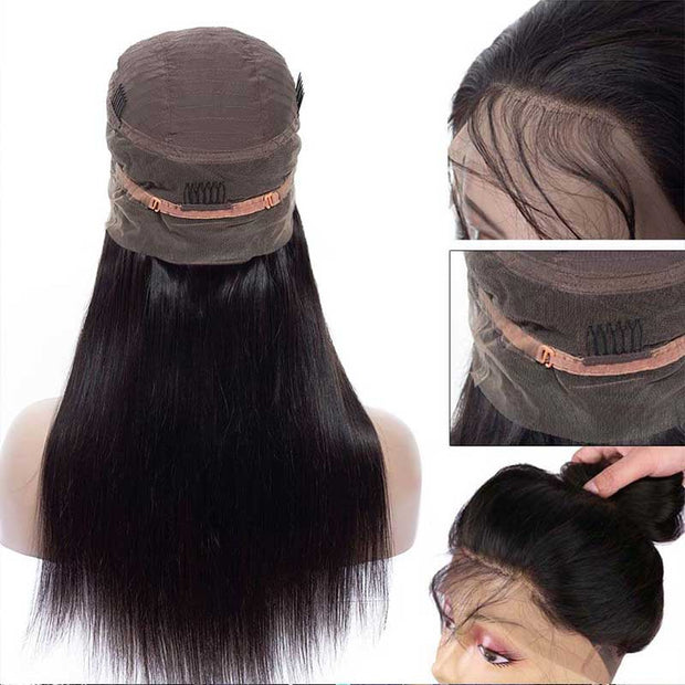 360 Lace Frontal Wig Hd Transparent Lace Frontal Straight Brazilian Human Hair Natural Color 10A Hair Pre-Plucked With Baby Hair