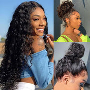 Water Wave Invisi Strap Snug Fit 360 Transparent Lace Frontal Bleached Knots Pre Cut Lace Wig Affordable Long Hair