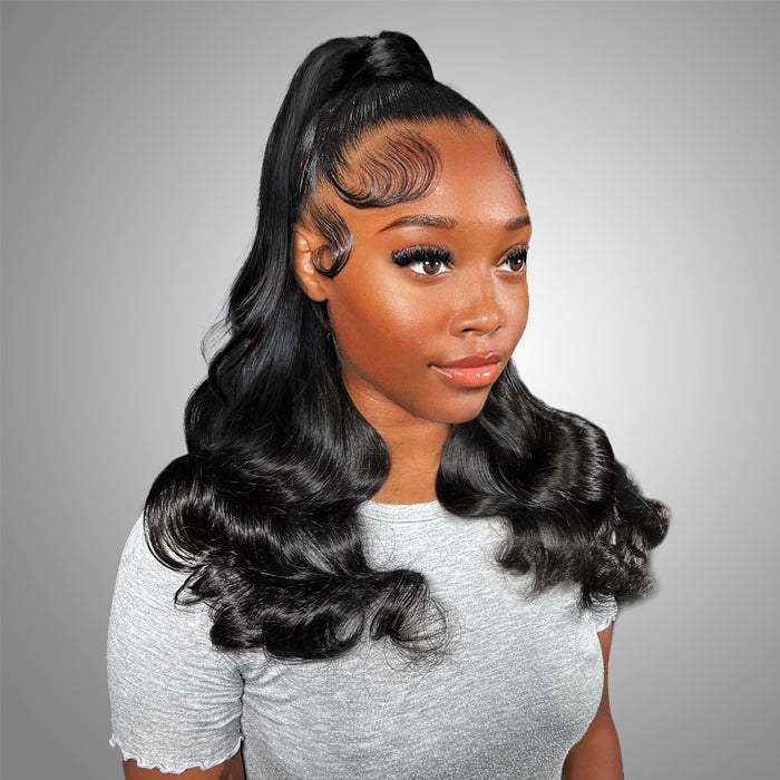 Clear HD Lace Transparent 360 Lace Wig Body Wave Human Hair Pre Plucked ...