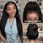 Glueless Newborn Hairline Invisi-Strapa??360 Skin Lace Frontal Kinky Straight Wig Pre-Everything Natural Look Human Hair Wig