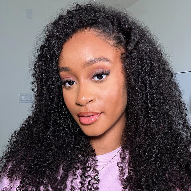 [20 inch $150] Kinky Curly Invisi Strap Snug Fit 360 Transparent Lace Frontal Pre Cut Lace Wig Fresh Length