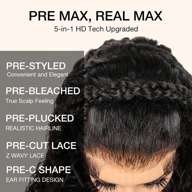 Pre-Braided Styles 10x6 Parting Max Pre Cut Transparent Lace Frontal Glueless Wig Put On & Go Human Hair