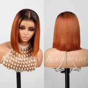 Ginger Ombre Silky Blunt Cut Glueless 13x4 Frontal Lace Bob Wig