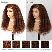 Chocolate Brown Water Wave Invisi-Strapa??Snug Fit 360 Melting Lace Frontal Bleached Knots Glueless Lace Wig