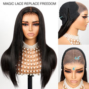 Ashimary PairUp Magic Lace Wig Straight Natural Black Pre-Cut Lace Wig With Optional Replaceable Zip Lace Top