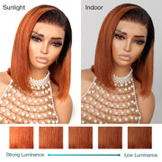 Ginger Ombre Silky Blunt Cut Glueless 13x4 Frontal Lace Bob Wig