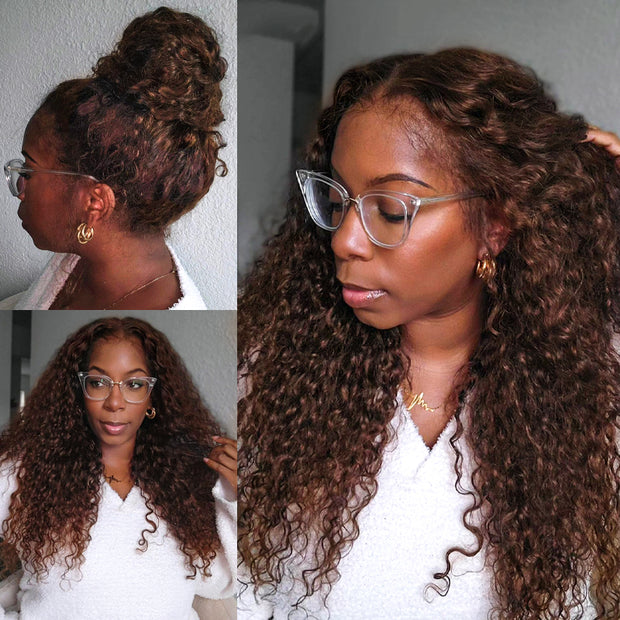 Flash Sale Chocolate Brown Upgrade Invisi-Strap Snug Fit 360 Skin Lace Wig Pre-Cut Lace  & Pre-Bleached Knots Cozy Glueless Wig