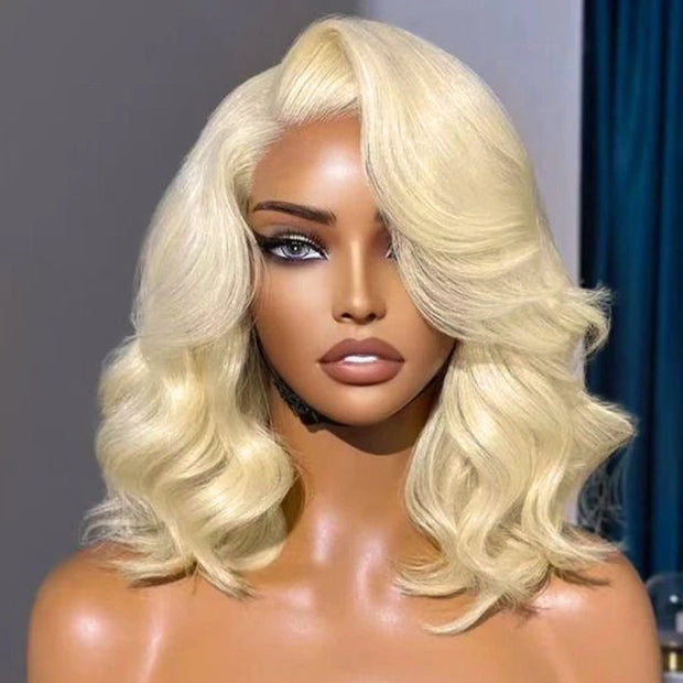 14-inch Blonde 3D Body Wave 360 Lace Frontal With Invisi Strap Glueless Wig Fresh Length