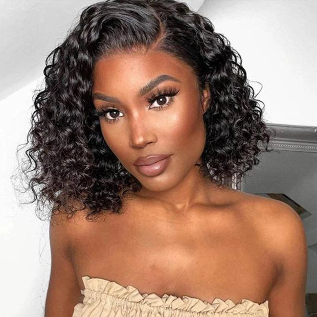 14-inch Kinky Curly Invisi Strap Snug Fit 360 Transparent Lace Frontal Pre Cut Lace Wig Fresh Length