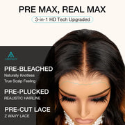 New Black Ombre Brown Highlight 3D Body Wave 360 Lace Frontal with Invisi-Strap Pre Bleached & Pucked Human Hair Wig