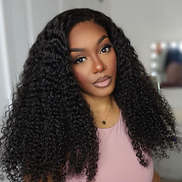 24" Jerry Curly / Water Wave / Deep Wave 13x4 Transparent Lace Frontal Wig Human Hair