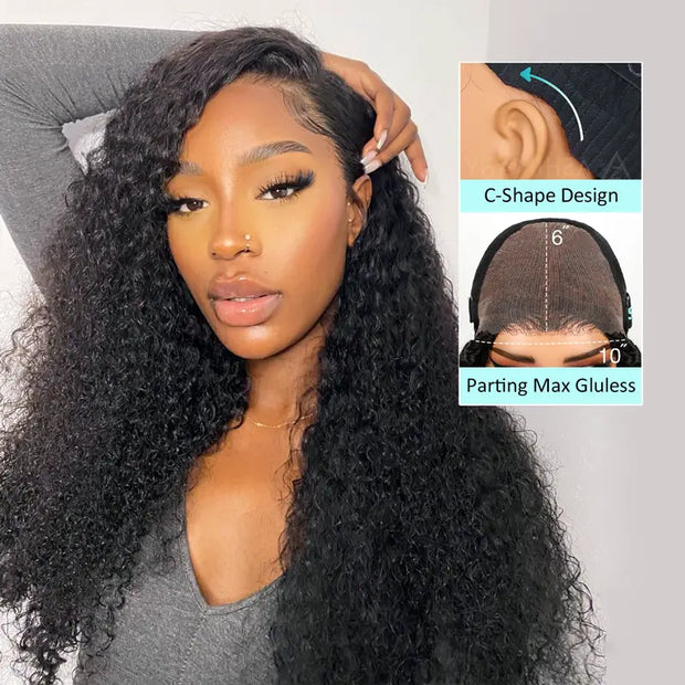 Ashimary Kinky Curly 10x6 Parting Max Melting Lace Glueless Human Hair Wig Bye Bye Knots Pre Cut Lace Wig