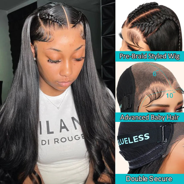 Braid In Advance Baby Hair Glueless 10x6 Lace Frontal Put On & Go 