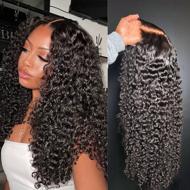 Ashimary 13x6 Full Transparent Lace Front Wig Natural Black Color Jerry Curly Hair