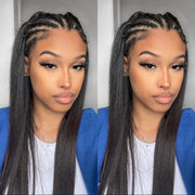 Ashimary Half Braid Straight 13x6 Full Lace Frontal Pre Bleached & Plucked Human Hair Pre Styled Glueless Wig