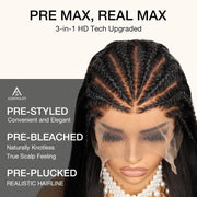 Ashimary Half Braid Straight 13x6 Full Lace Frontal Pre Bleached & Plucked Human Hair Pre Styled Glueless Wig