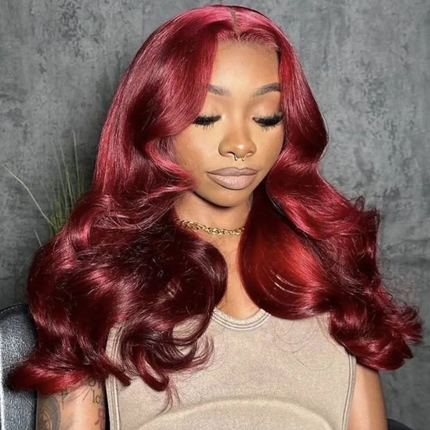 Upgrade Snug Fit Ashimary Invisi-Strap 360 Lace Frontal 99J Burgundy 3D Body Wave Pre-Everthing Glueless HUman Hair Wig