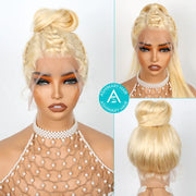 Ashimary Blonde Full Lace Frontal with Invisi-Strap Parting Max Skin Melt Lace 613 Colored Body Wave Human Hair Wig