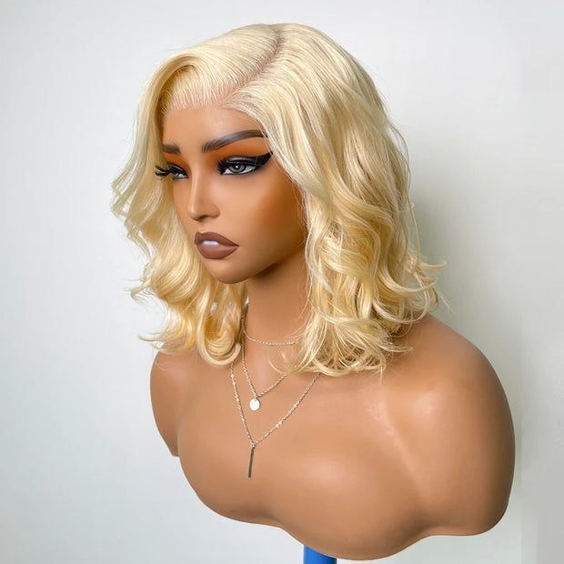 Salon Body Wave Blonde 613 5x5 Closure HD Lace Bob Wig 100% Virgin Human Hair