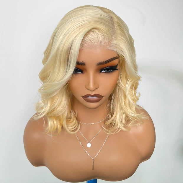 Salon Body Wave Blonde 613 5x5 Closure HD Lace Bob Wig 100% Virgin Human Hair