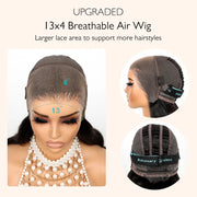 Air Wig|13x4 HD Transparent Lace Wear and Go Straight Wig with Pre Cut Lace & Bleached Knots & Pre-plucked Hairline