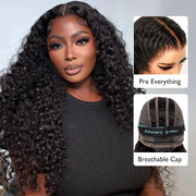 Air Wig|Upgrade 13x4 Pre Cut Lace Wear Go Glueless Deep Wave Wig with Pre Bleached Knots & Plucked Hairline