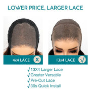 Air Wig|13x4 HD Transparent Lace Wear and Go Straight Wig with Pre Cut Lace & Bleached Knots & Pre-plucked Hairline