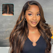 Brown Highlight Skin Lace Wigs Ashimary Body Wave 