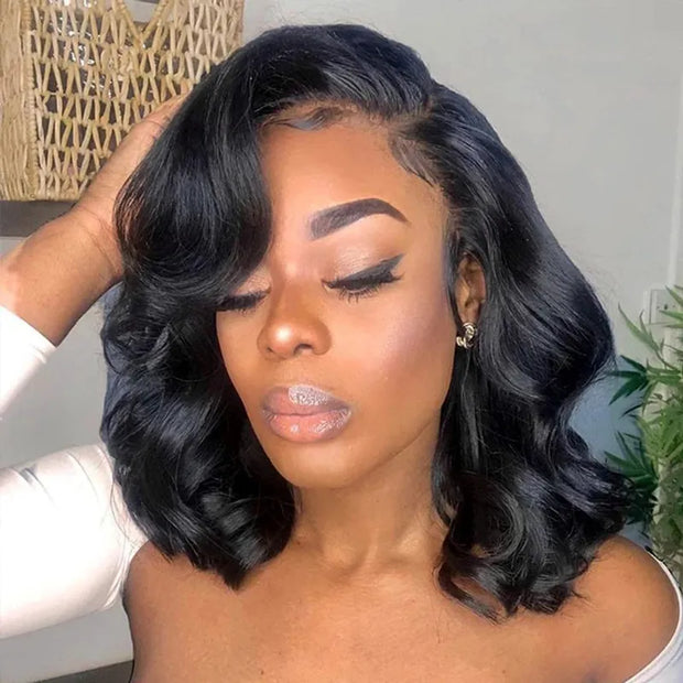 Pre-Styled Body Wave Short Bob Wig Transparent Lace Wigs