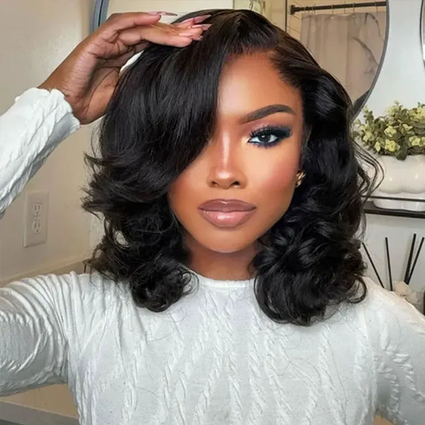 Pre-Styled Body Wave Short Bob Wig Transparent Lace Wigs