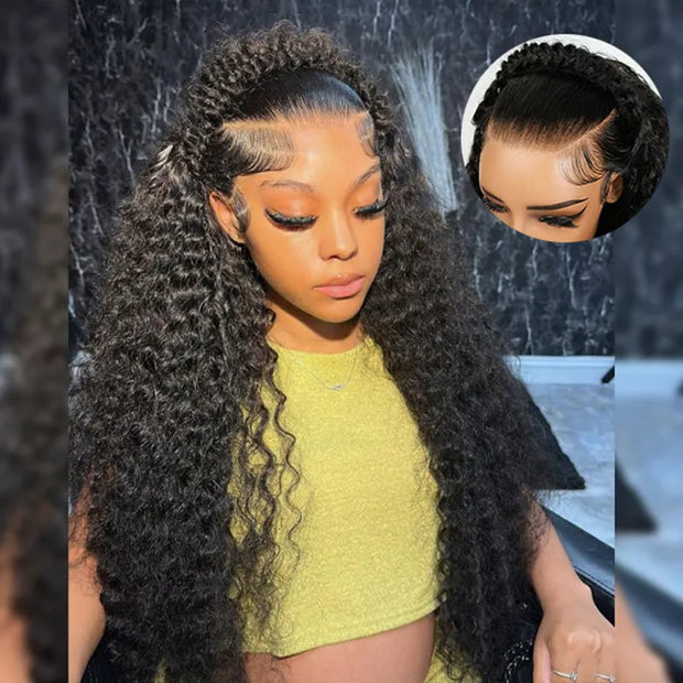 Pre Braided & Pre Baby Hair Water Wave Invisi-Strap Snug Fit 360 Skin Lace Frontal Bleached Knots Crown Braid Wig